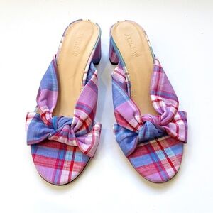 Jcrew plaid leather and fabric sandals